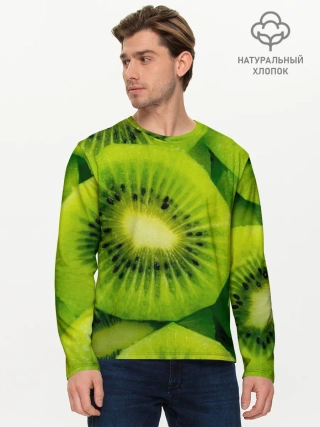Мужской лонгслив базовый / Зеленый киви