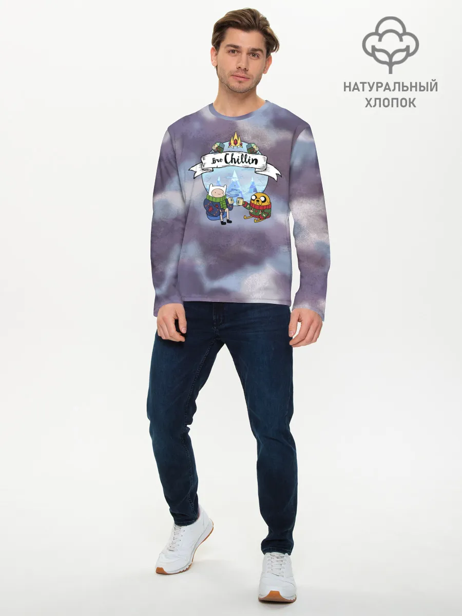 Мужской лонгслив базовый / Фин и Джейк