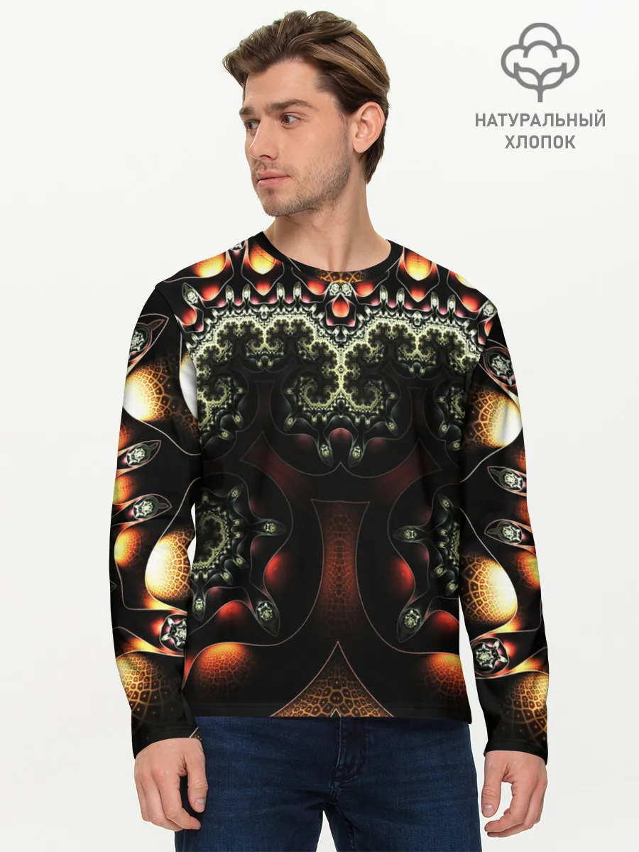 Мужской лонгслив базовый / ФРАКТАЛЬНЫЙ ОПТИЧЕСКИЙ УЗОР