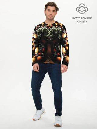 Мужской лонгслив базовый / ФРАКТАЛЬНЫЙ ОПТИЧЕСКИЙ УЗОР