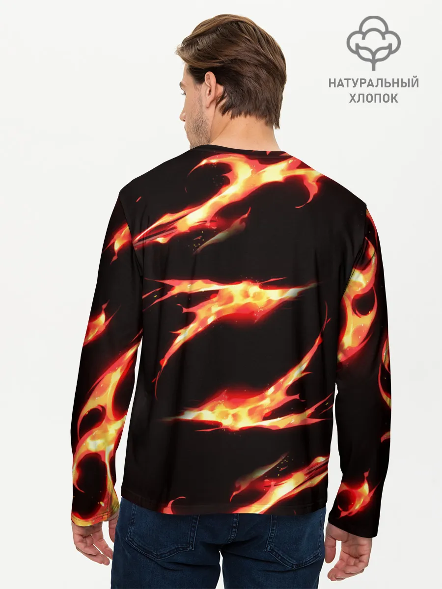 Мужской лонгслив базовый / Рассекающий демонов в огенных лучах