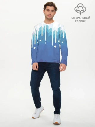 Мужской лонгслив базовый / Пиксельные сливки
