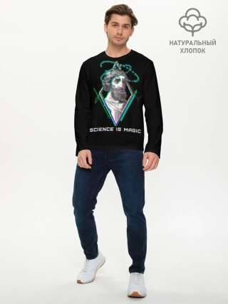 Мужской лонгслив базовый / Magic is science - Пифагор