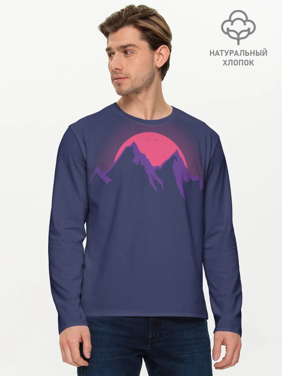 Мужской лонгслив базовый / Mountain sunset