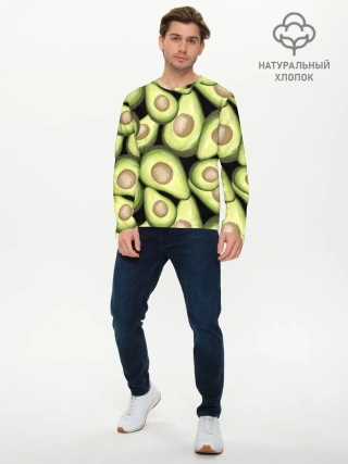 Мужской лонгслив базовый / Avocado background