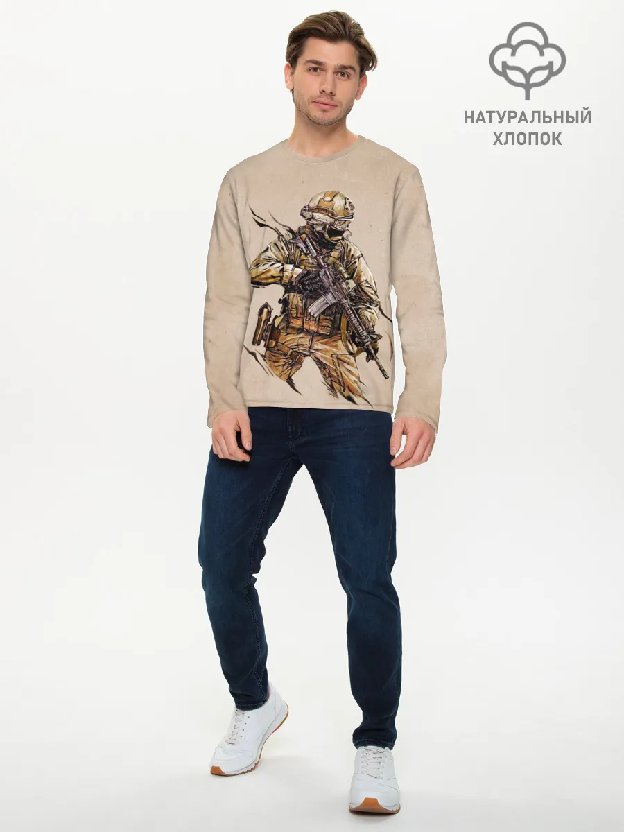 Мужской лонгслив базовый / Военный