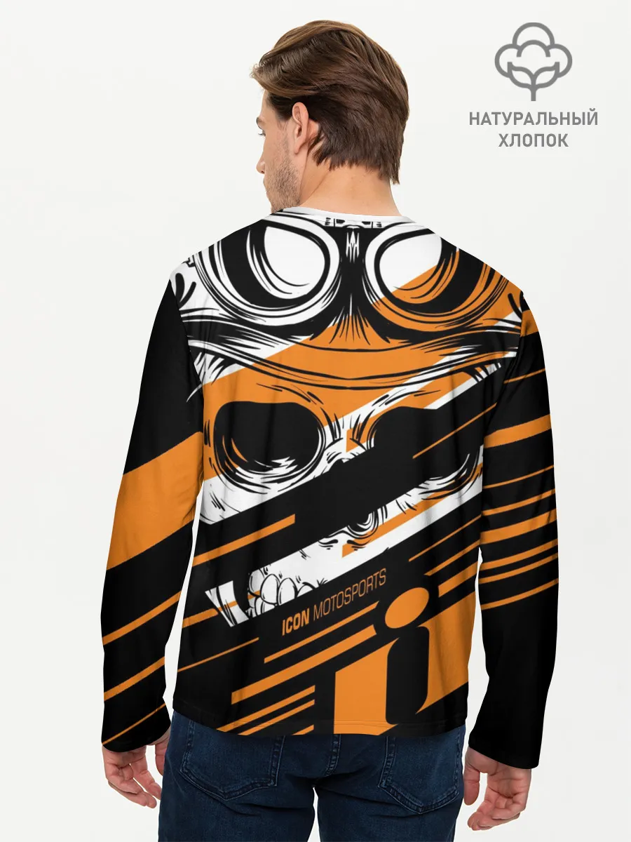 Мужской лонгслив базовый / Череп Icon оранжевый