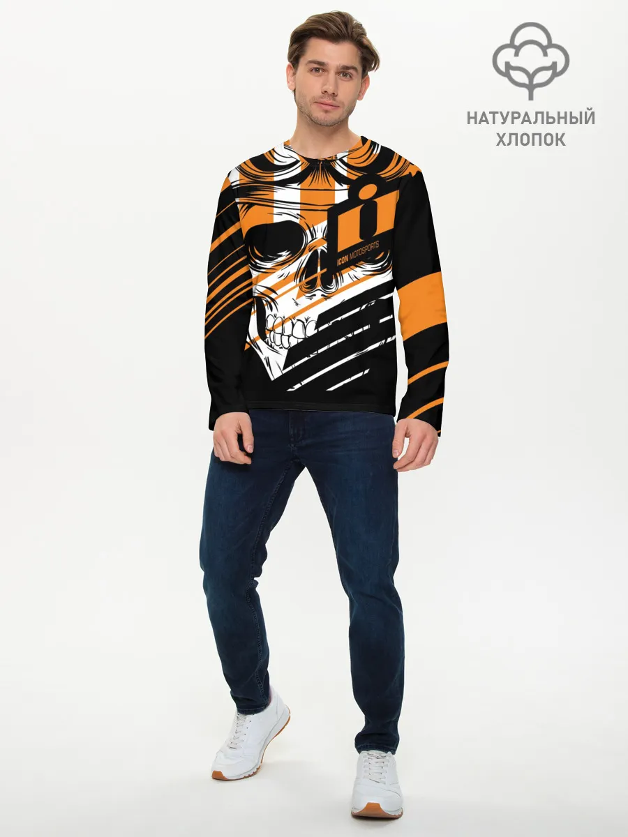 Мужской лонгслив базовый / Череп Icon оранжевый