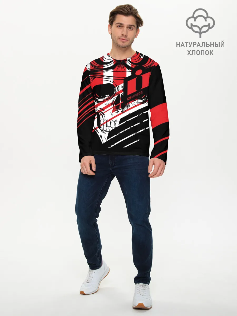 Мужской лонгслив базовый / Череп Icon красный