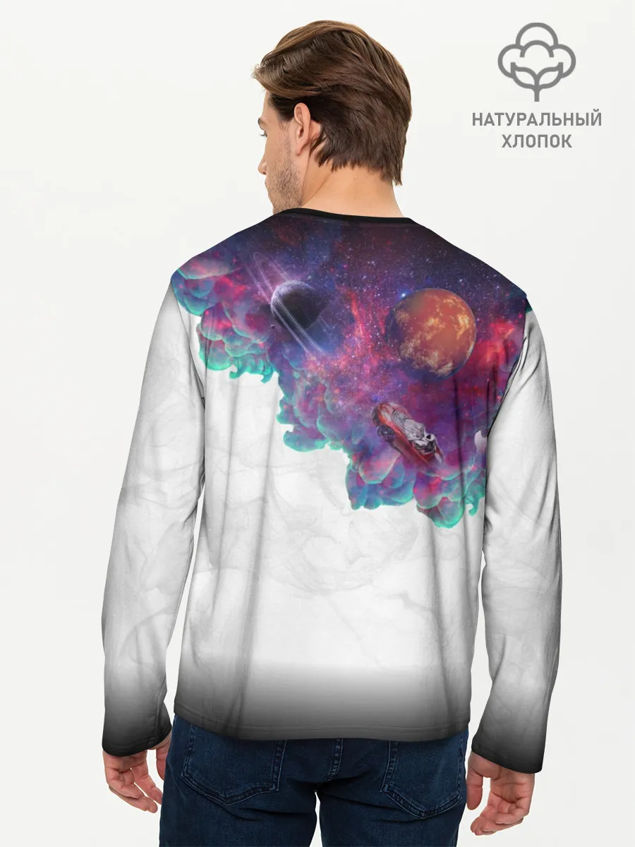 Мужской лонгслив базовый / Илон Маск курит космос