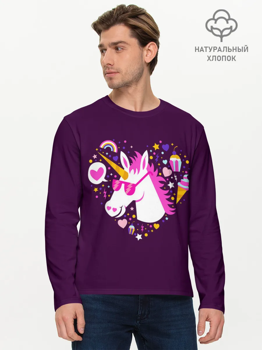 Мужской лонгслив базовый / Единорог