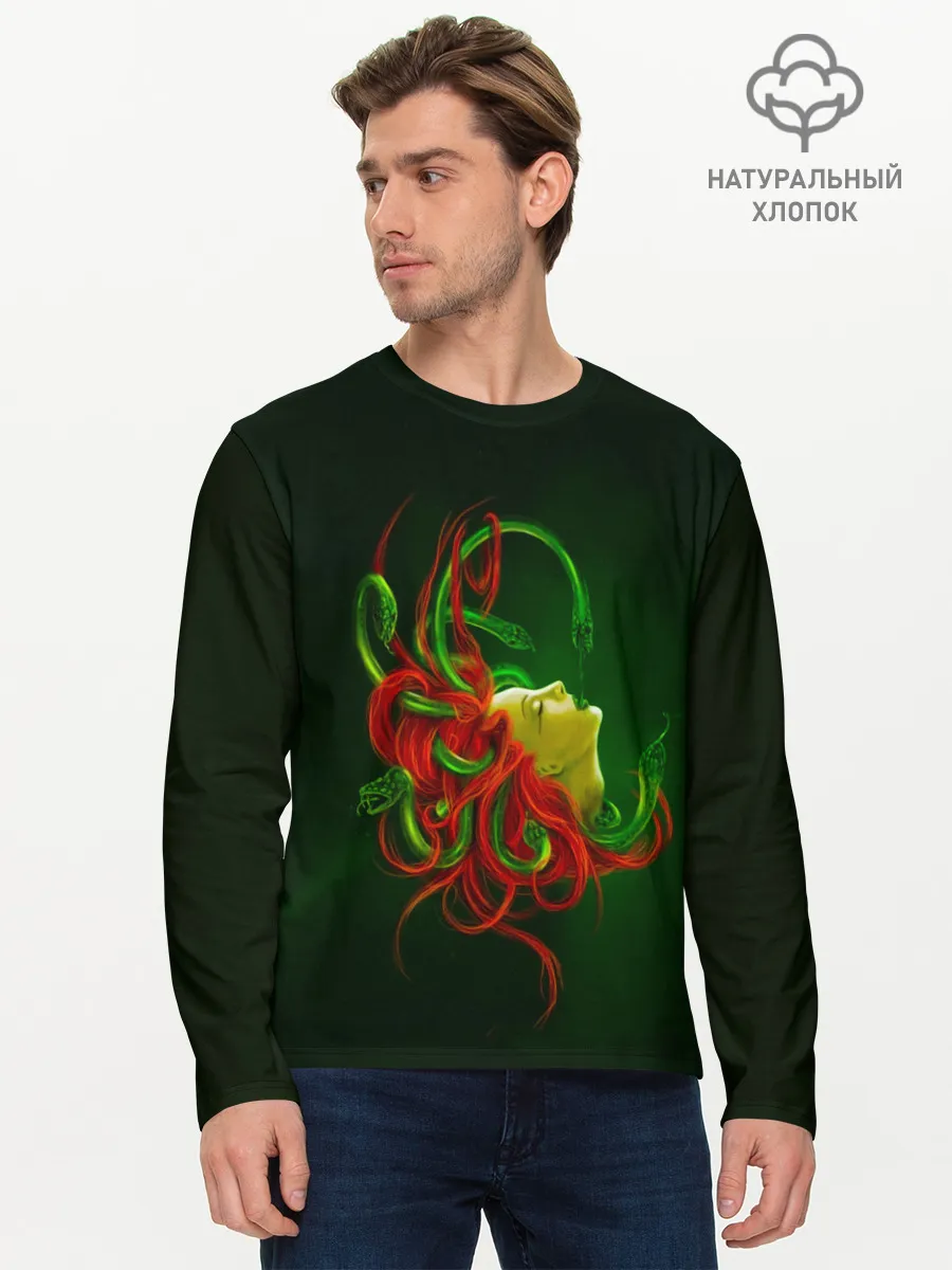 Мужской лонгслив базовый / Медуза Горгона
