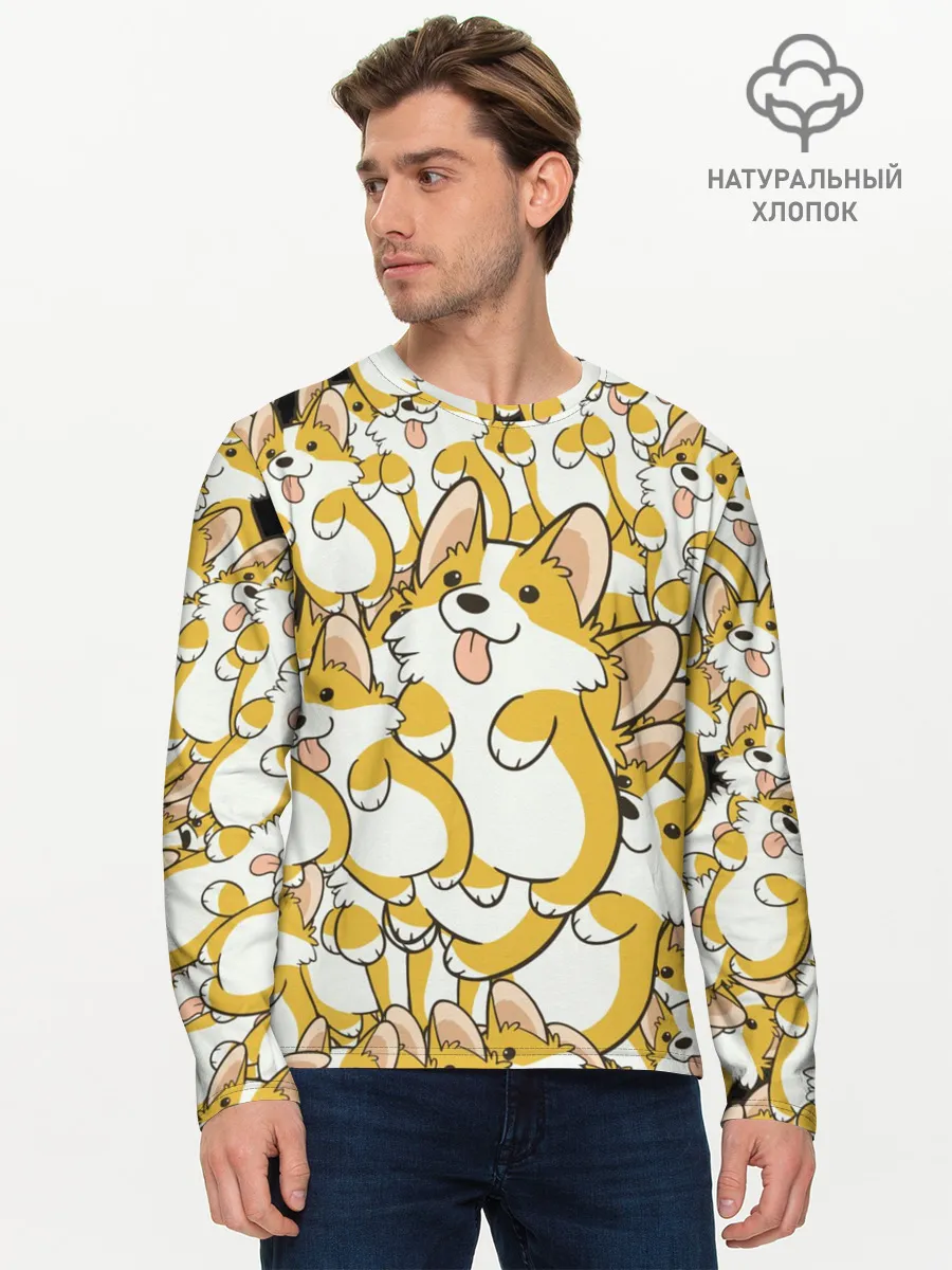 Мужской лонгслив базовый / Корги