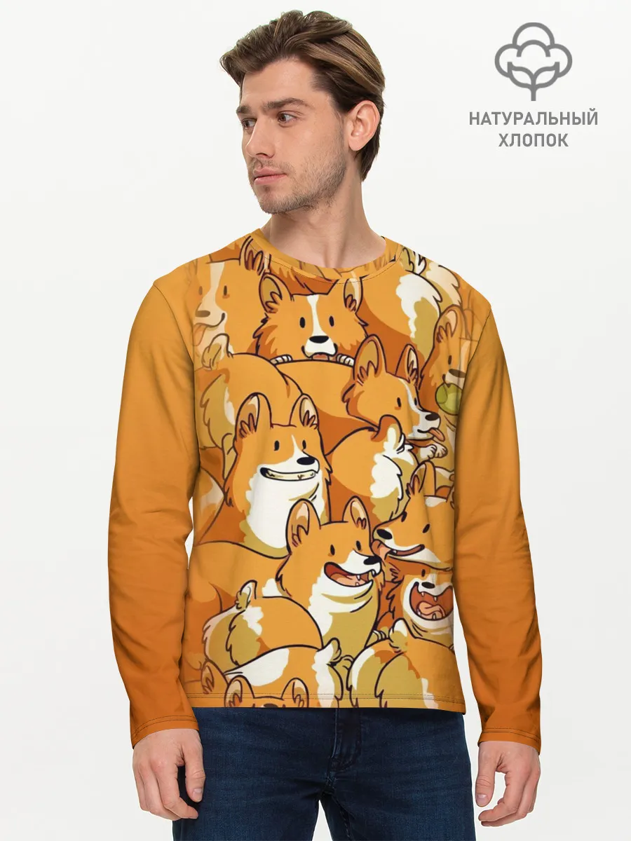 Мужской лонгслив базовый / Корги