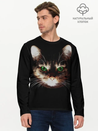 Мужской лонгслив базовый / Зеленоглазый кот