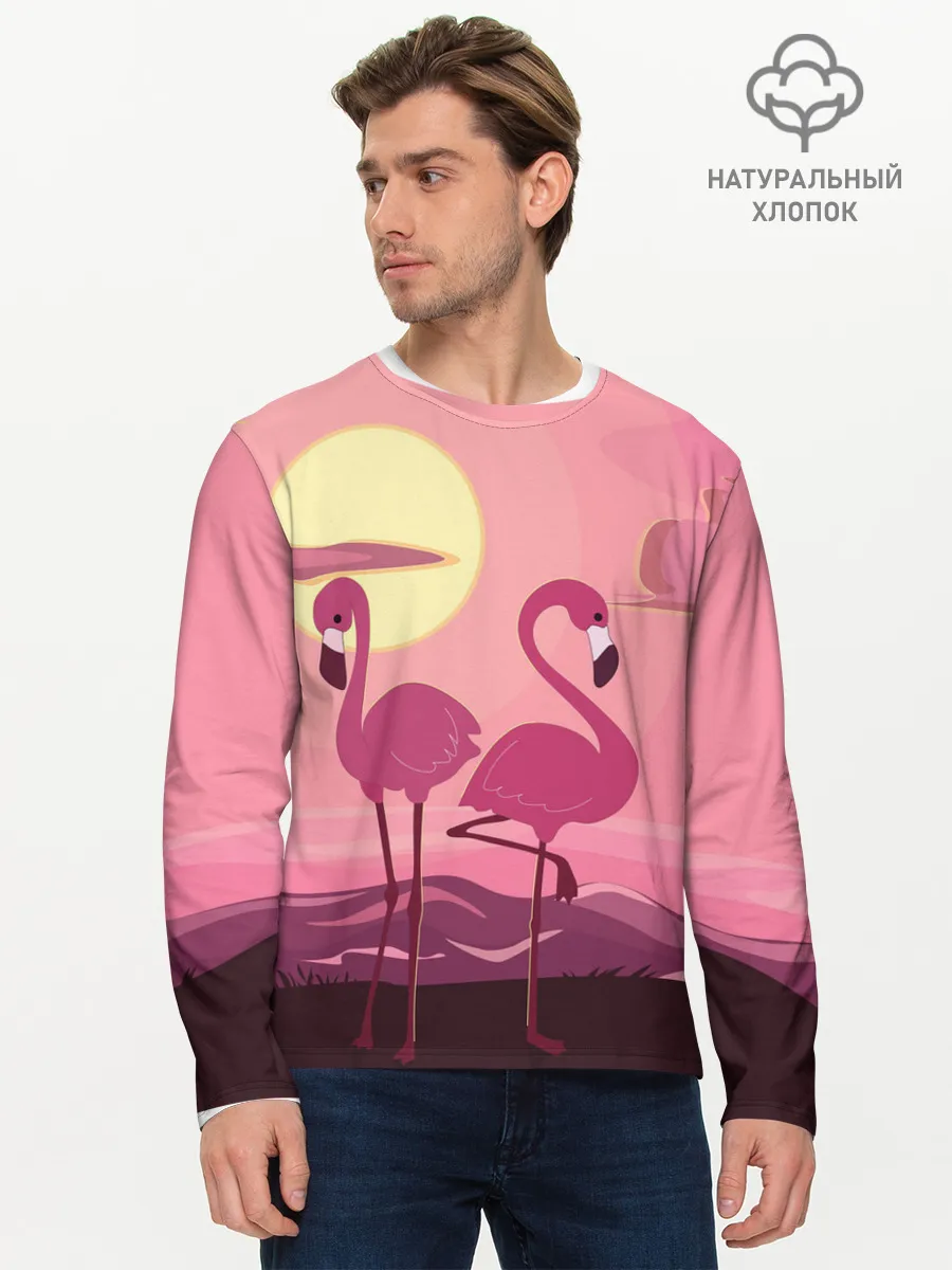 Мужской лонгслив базовый / фламинго