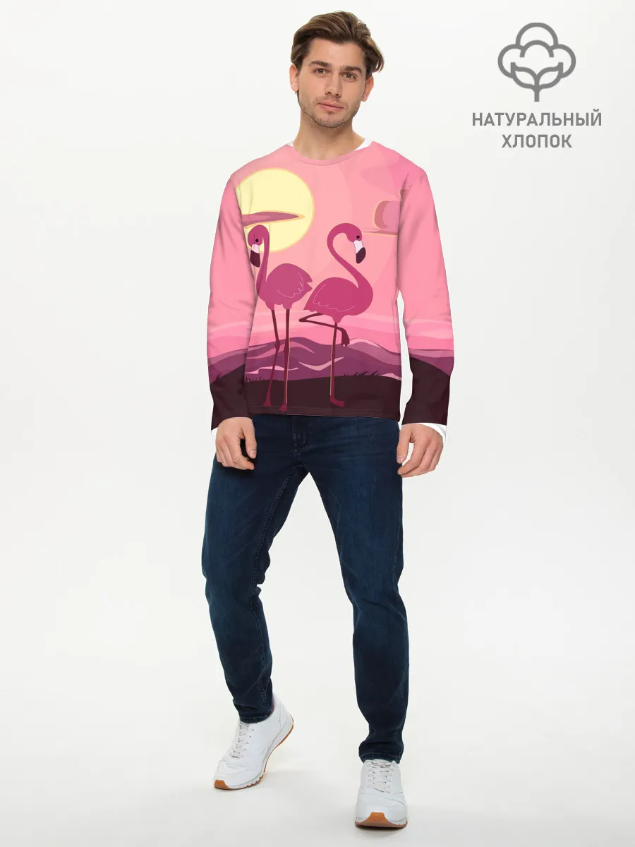 Мужской лонгслив базовый / фламинго