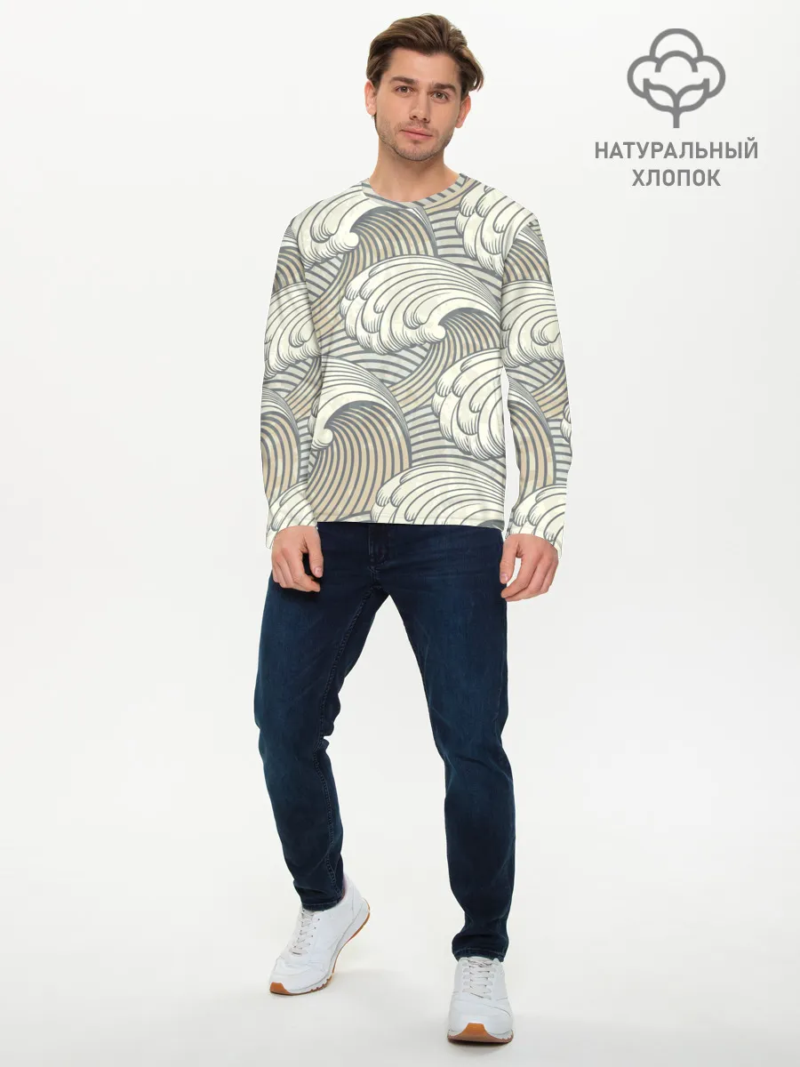 Мужской лонгслив базовый / Арт волны