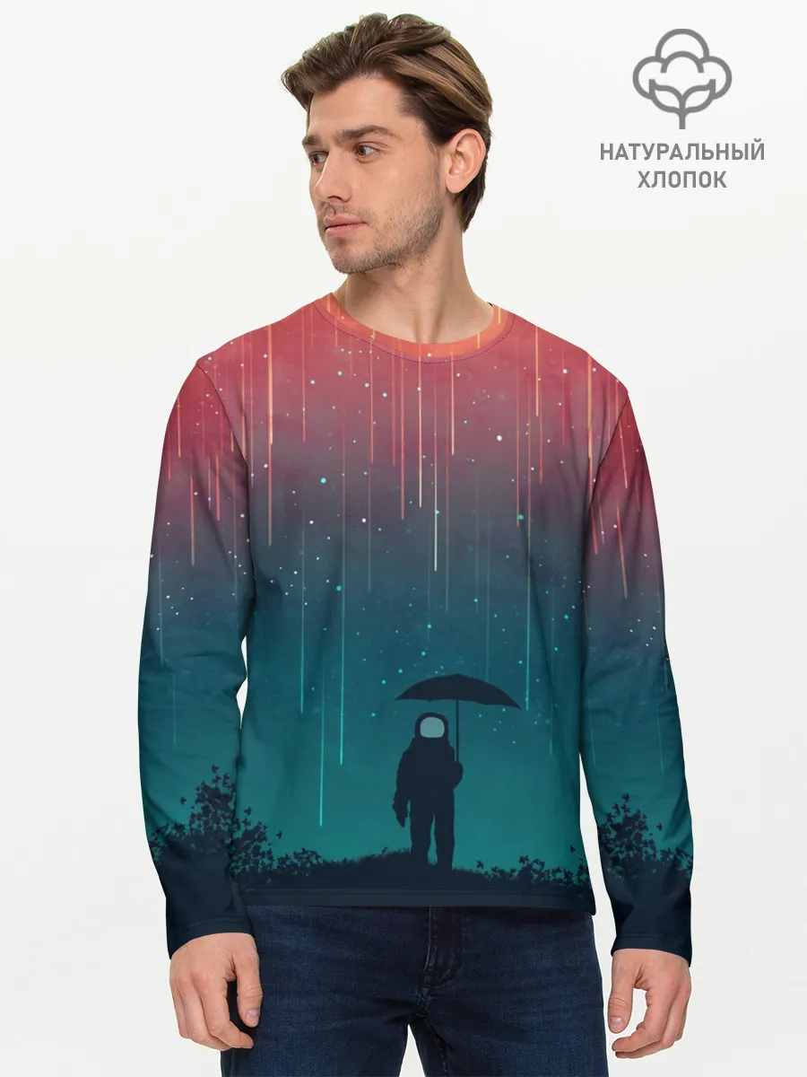 Мужской лонгслив базовый / Космический Дождь