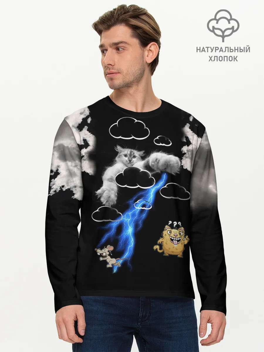 Мужской лонгслив базовый / Грозовой, кошак