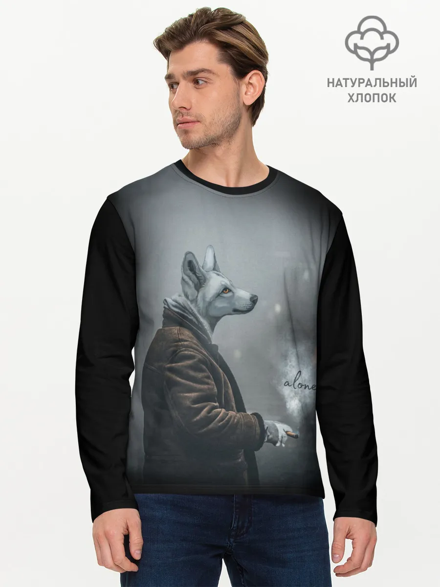 Мужской лонгслив базовый / Одинокий волк