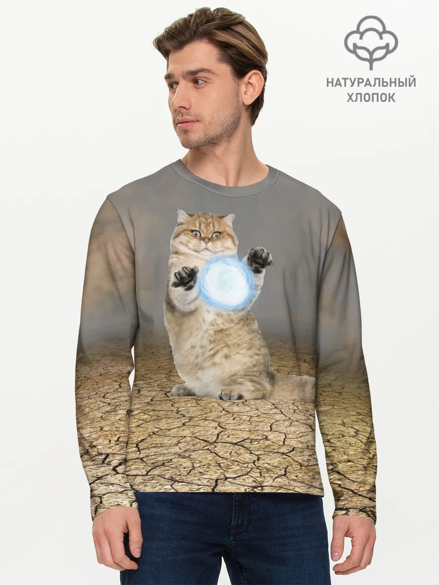 Мужской лонгслив базовый / Земляной кошак с расенганом