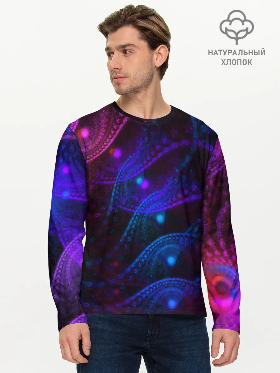 Мужской лонгслив базовый / NEON FRACTAL