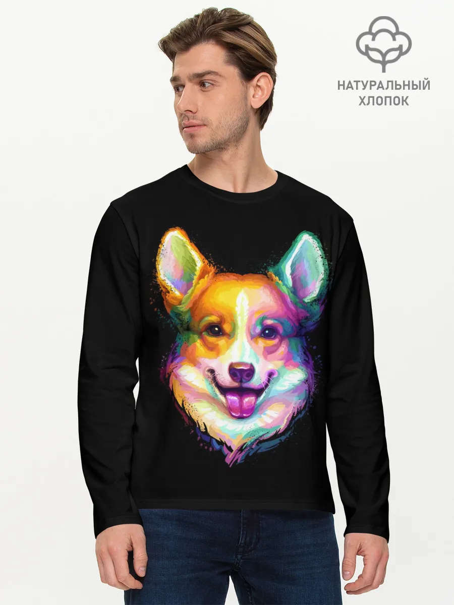 Мужской лонгслив базовый / Корги