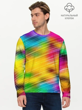 Мужской лонгслив базовый / Радужный звездопад