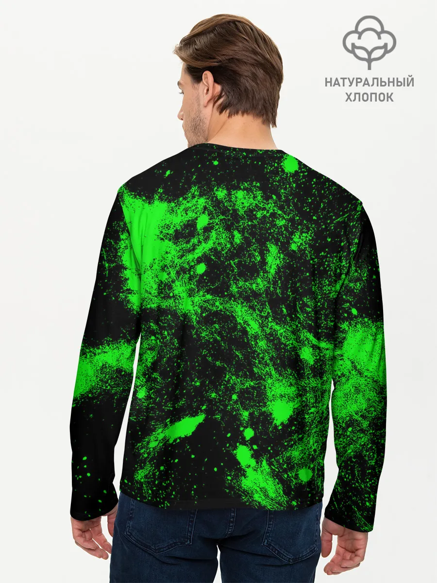Мужской лонгслив базовый / Зелёная краска