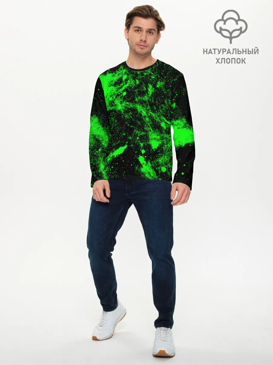 Мужской лонгслив базовый / Зелёная краска