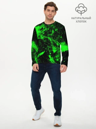 Мужской лонгслив базовый / Зелёная краска