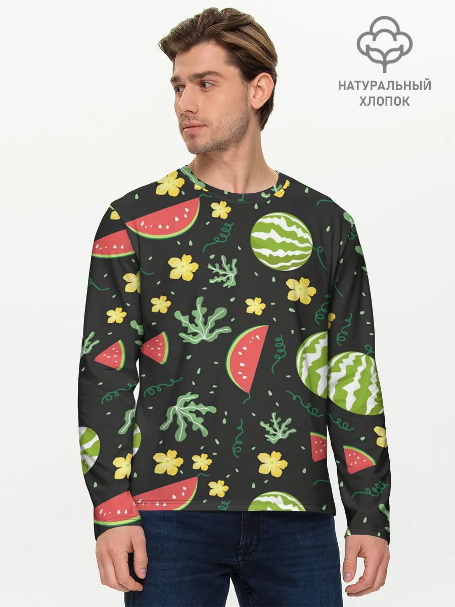 Мужской лонгслив базовый / Арбузики