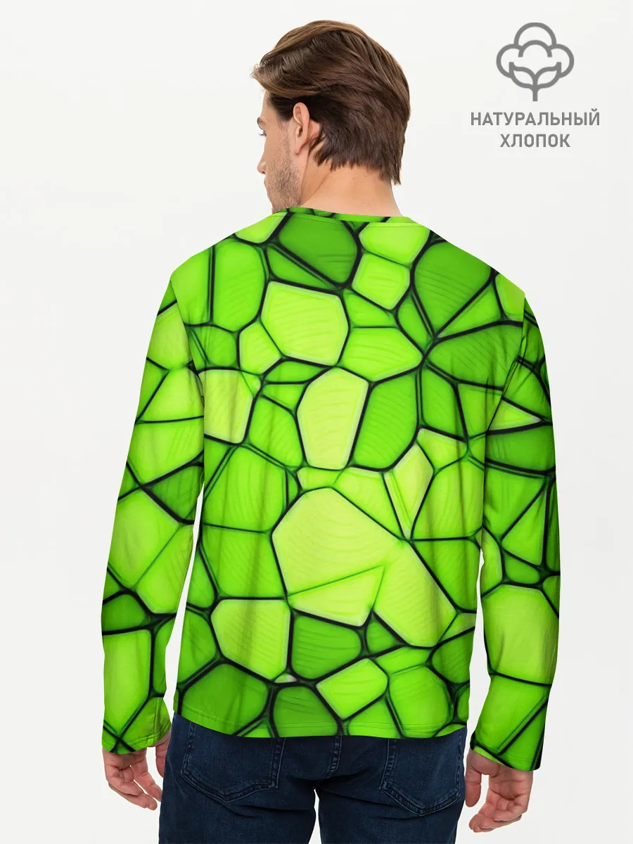 Мужской лонгслив базовый / Зеленая мозаика