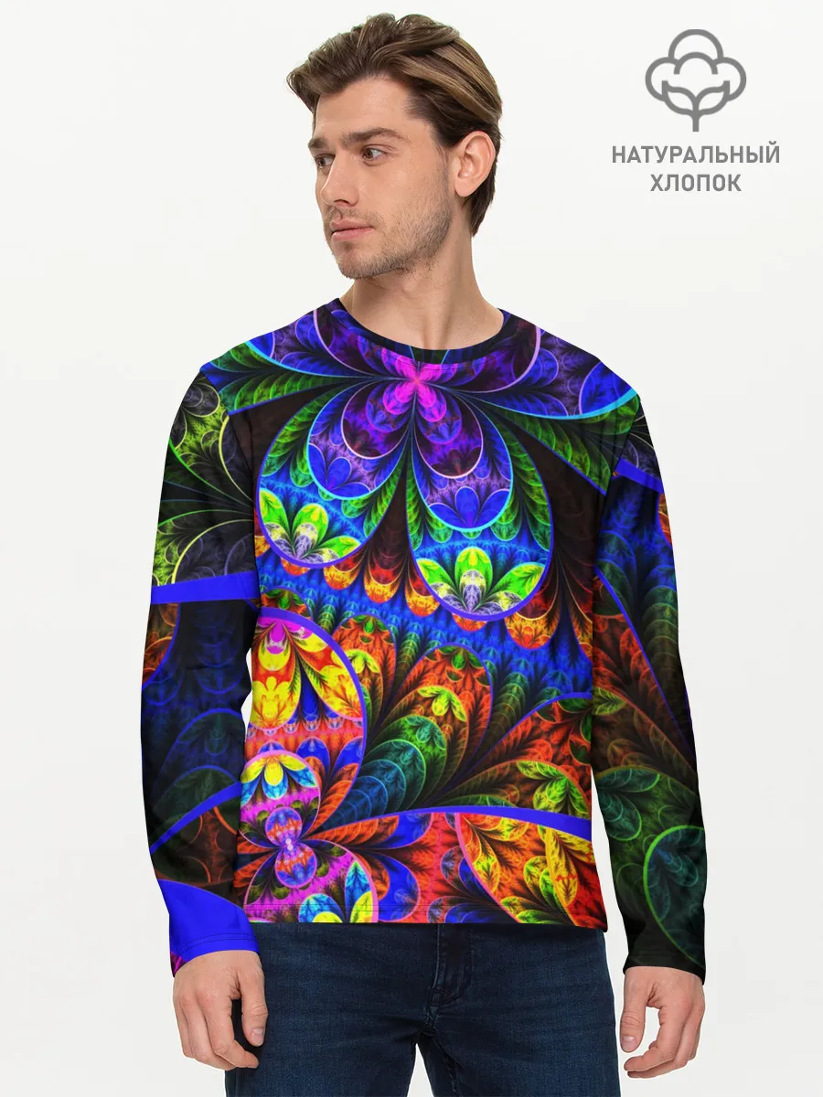 Мужской лонгслив базовый / ФРАКТАЛЬНЫЙ НЕОН