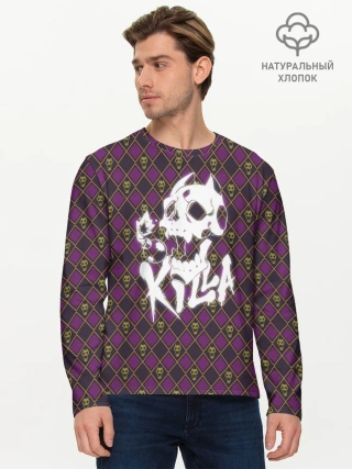 Мужской лонгслив базовый / KILLER QUEEN белая на узоре