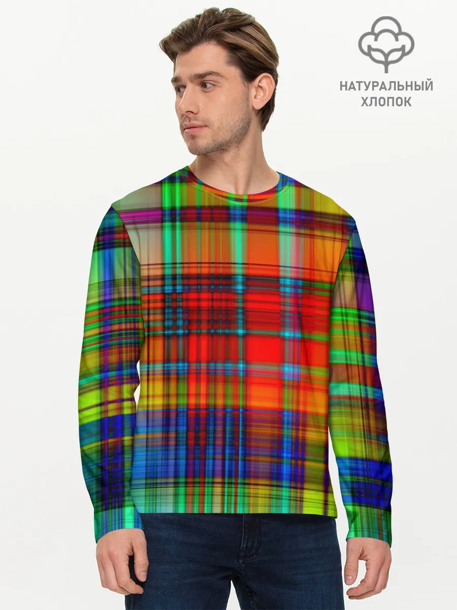 Мужской лонгслив базовый / Неоновая сетка