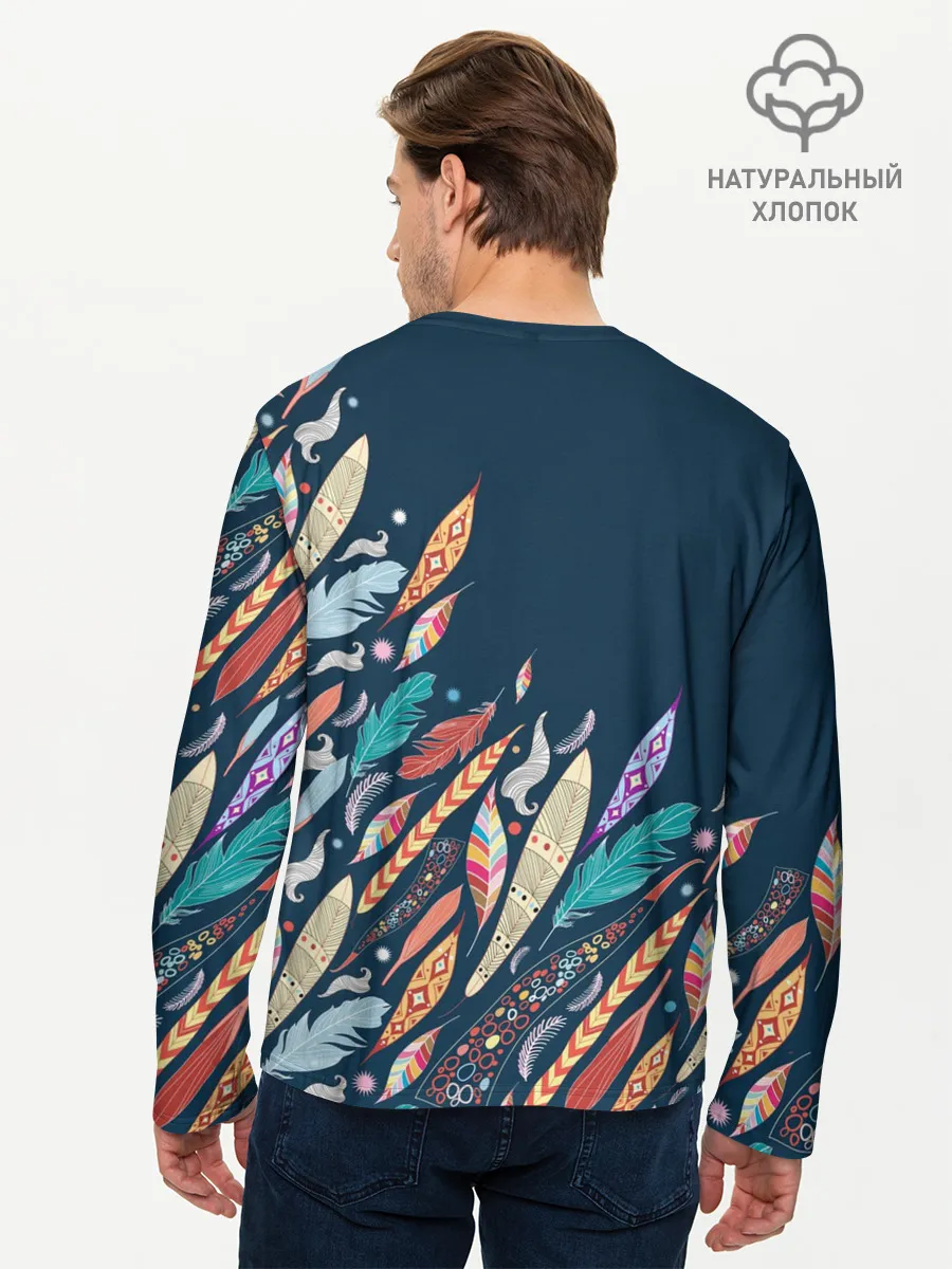 Мужской лонгслив базовый / Перья