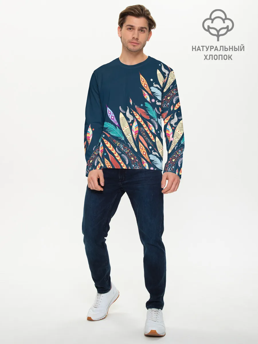 Мужской лонгслив базовый / Перья