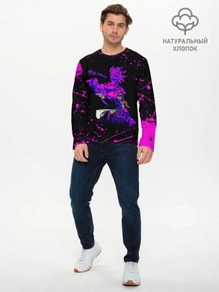 Мужской лонгслив базовый / Дзётаро указывает фиолетовые брызги