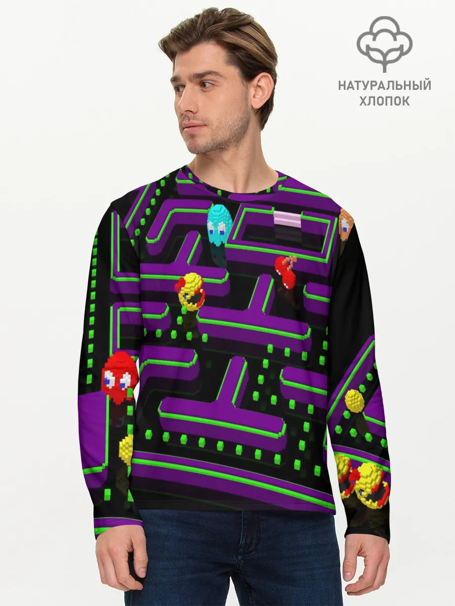Мужской лонгслив базовый / PAC-MAN 3D