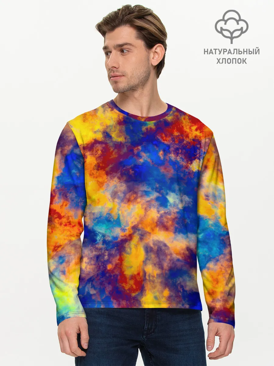Мужской лонгслив базовый / Огненно-синий полутон