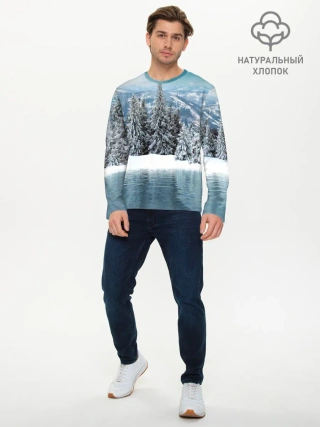 Мужской лонгслив базовый / Зимний лес