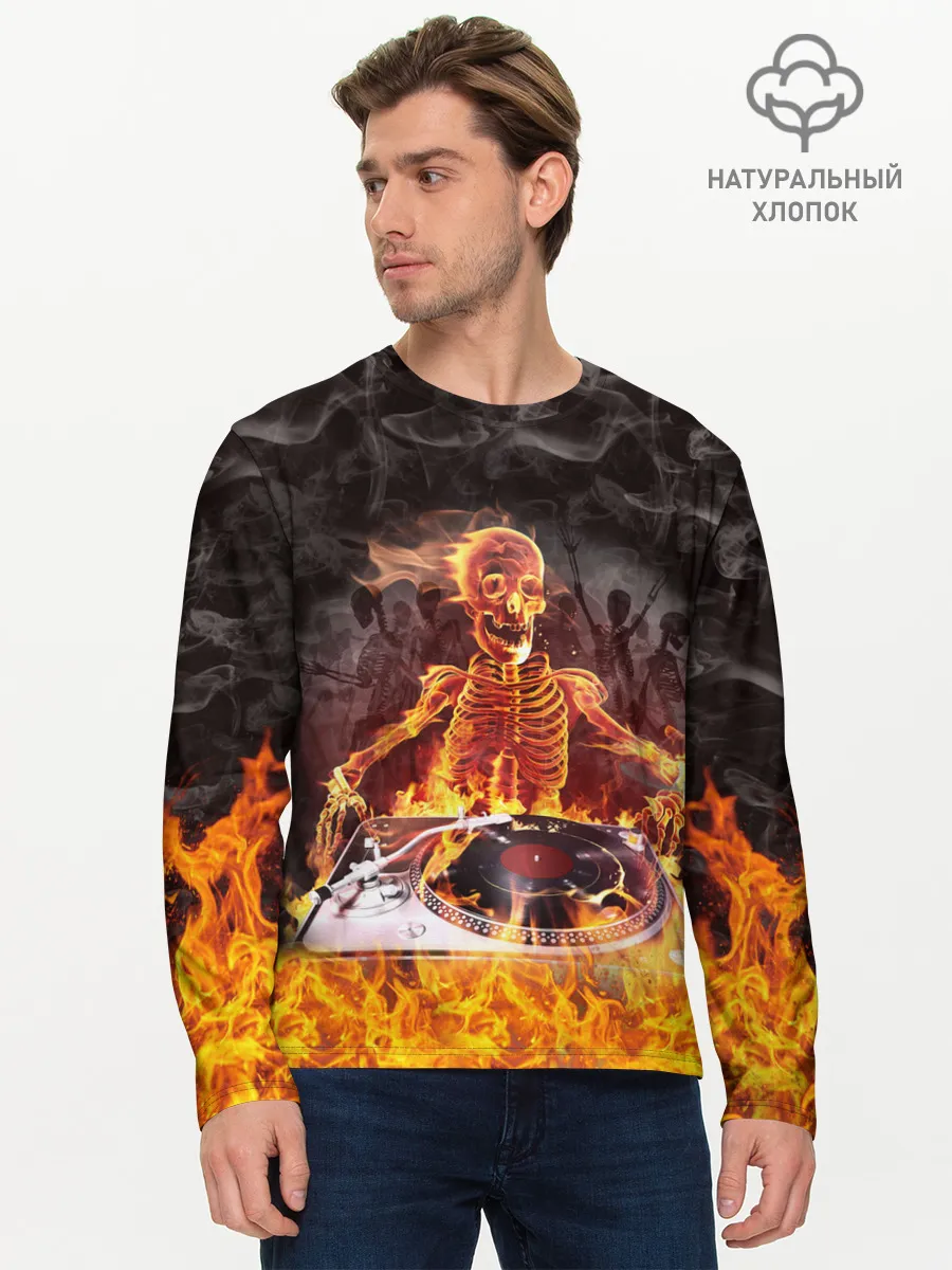 Мужской лонгслив базовый / Вечеринка у скелетов