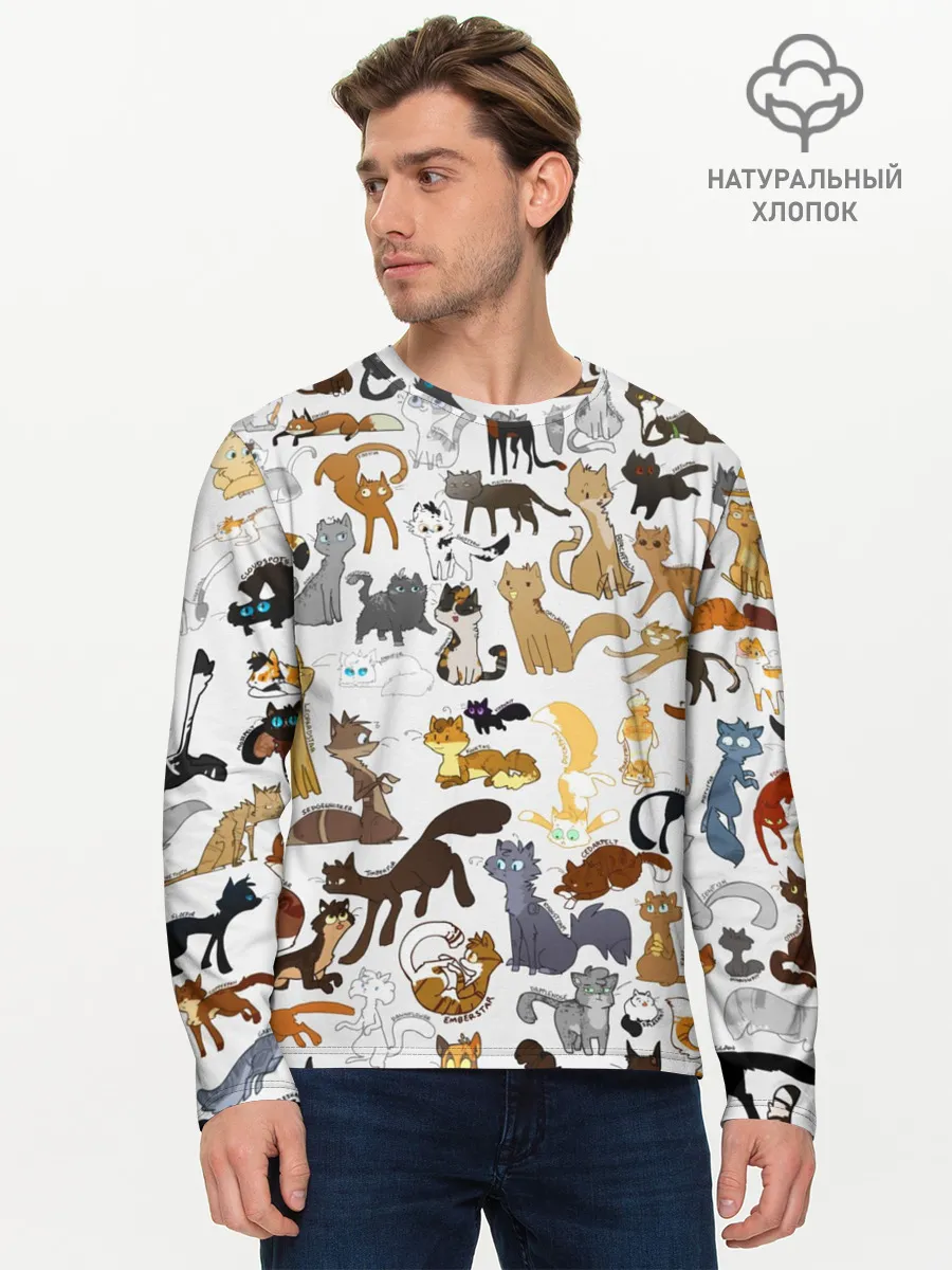 Мужской лонгслив базовый / Котоколлаж 01