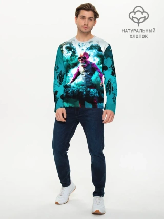 Мужской лонгслив базовый / Череп в дыму