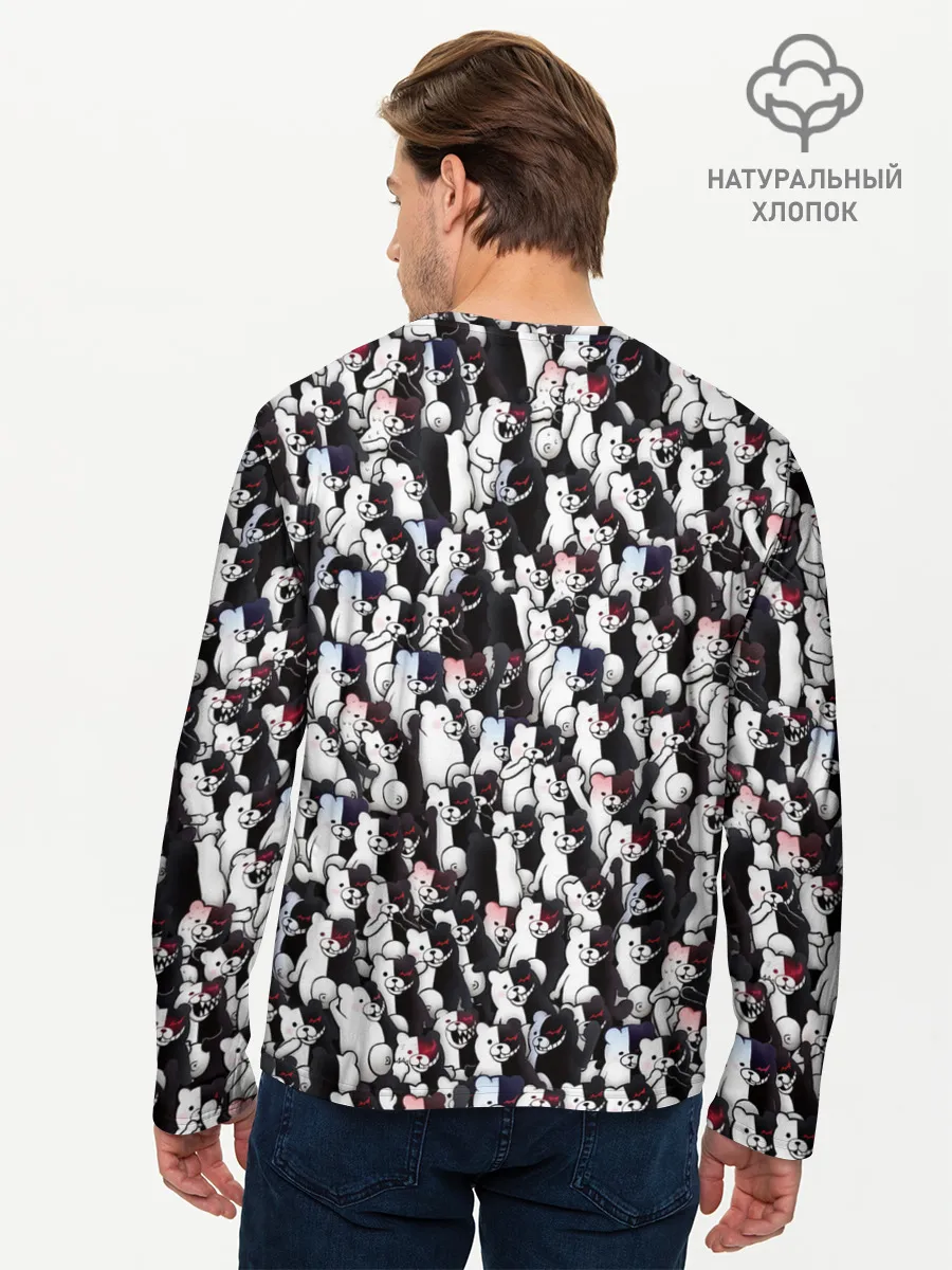 Мужской лонгслив базовый / Черно-белые медведи