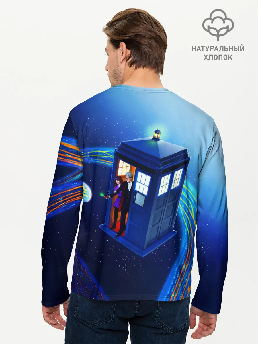 Мужской лонгслив базовый / ДОКТОР И КЛАРА И ТАРДИС