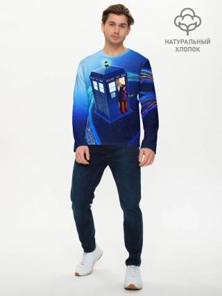 Мужской лонгслив базовый / ДОКТОР И КЛАРА И ТАРДИС
