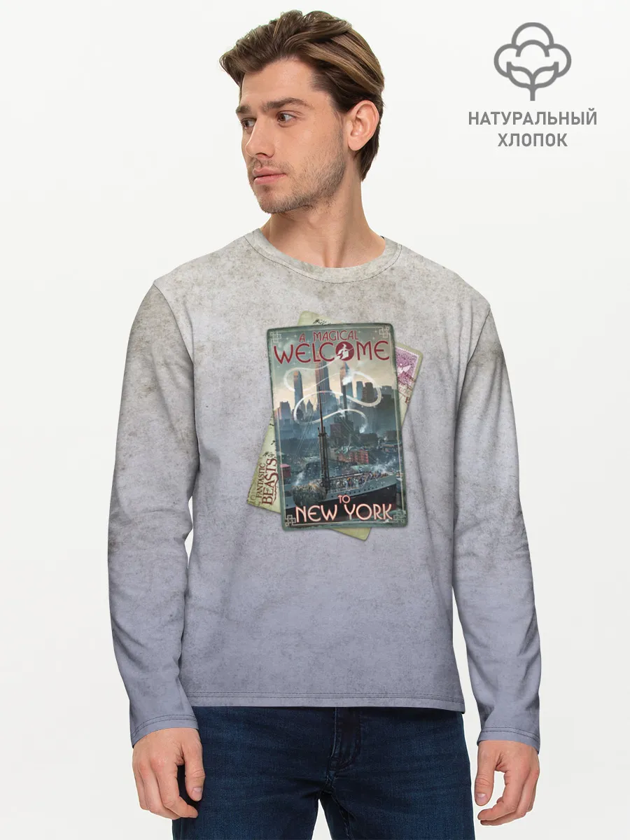 Мужской лонгслив базовый / Welcome to New York